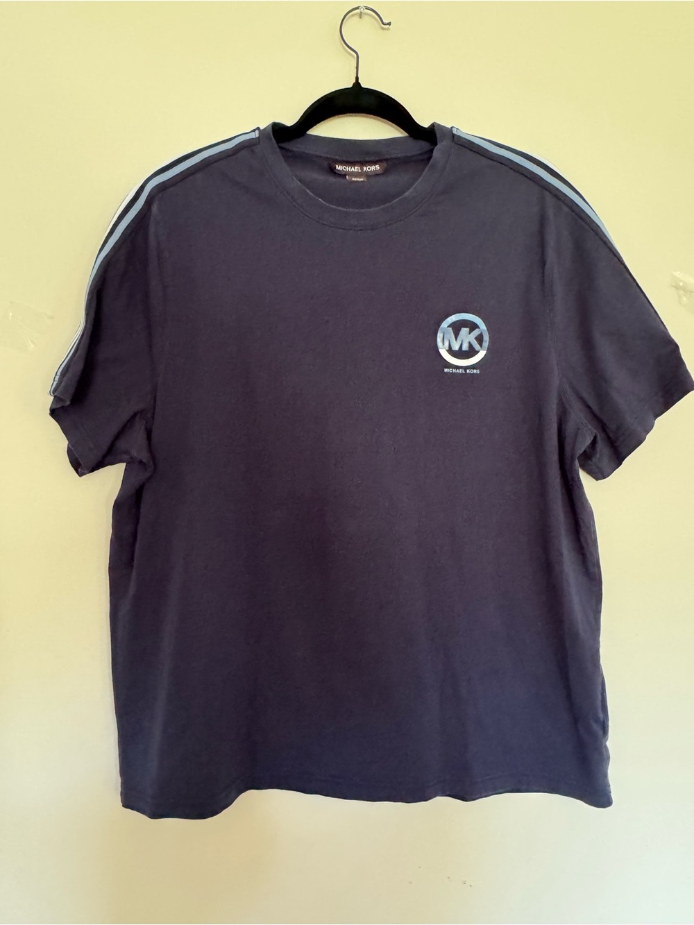 Michael Kors Navy Tee with Light Blue Stripe Accents